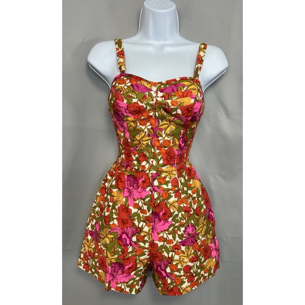 VTG Kahala Hawaii Hawaiian Romper Playsuit BATHING SUIT Floral Y2K USA
